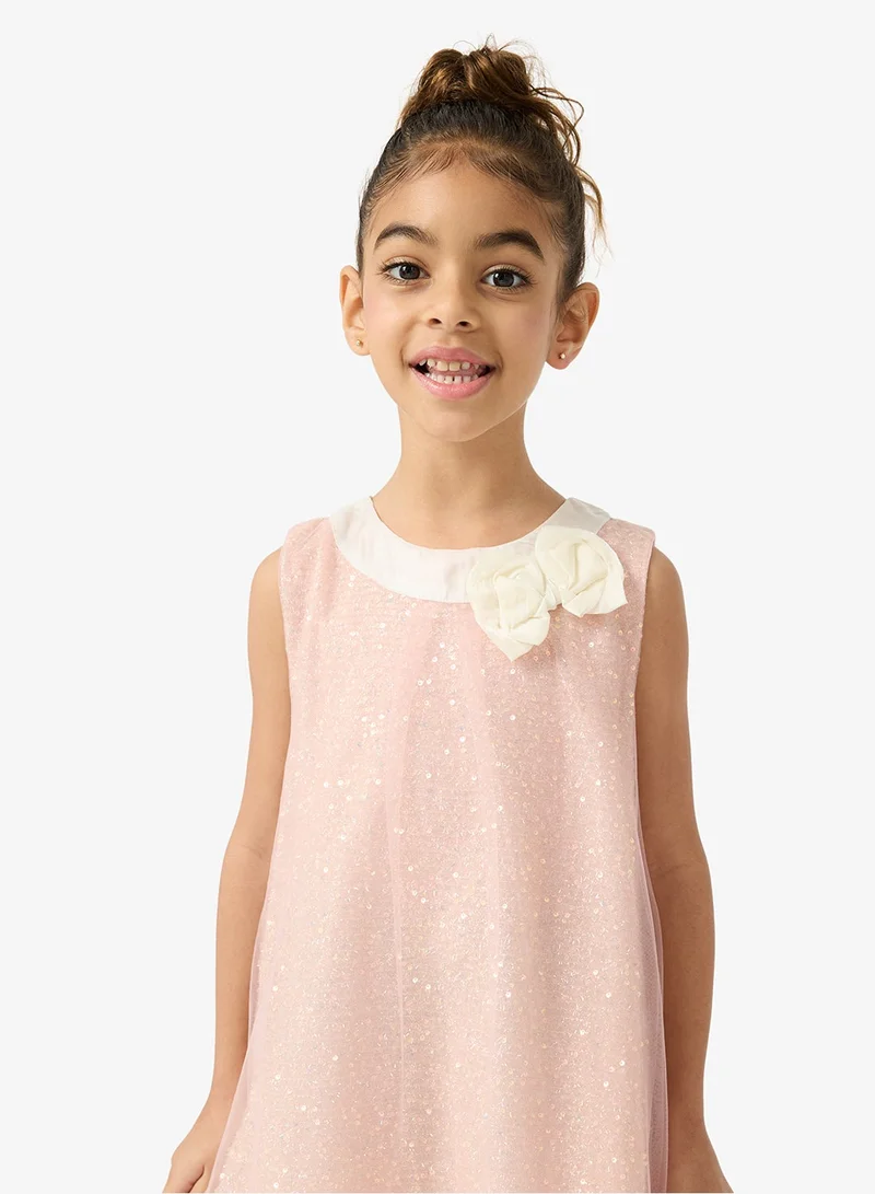 Pinata  Soft Pink Embellished Bow Dress for Women | Best Price UAE